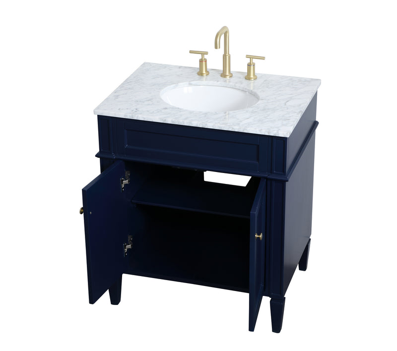 Elegant Lighting VF12530BL Single Bathroom Vanity, blue