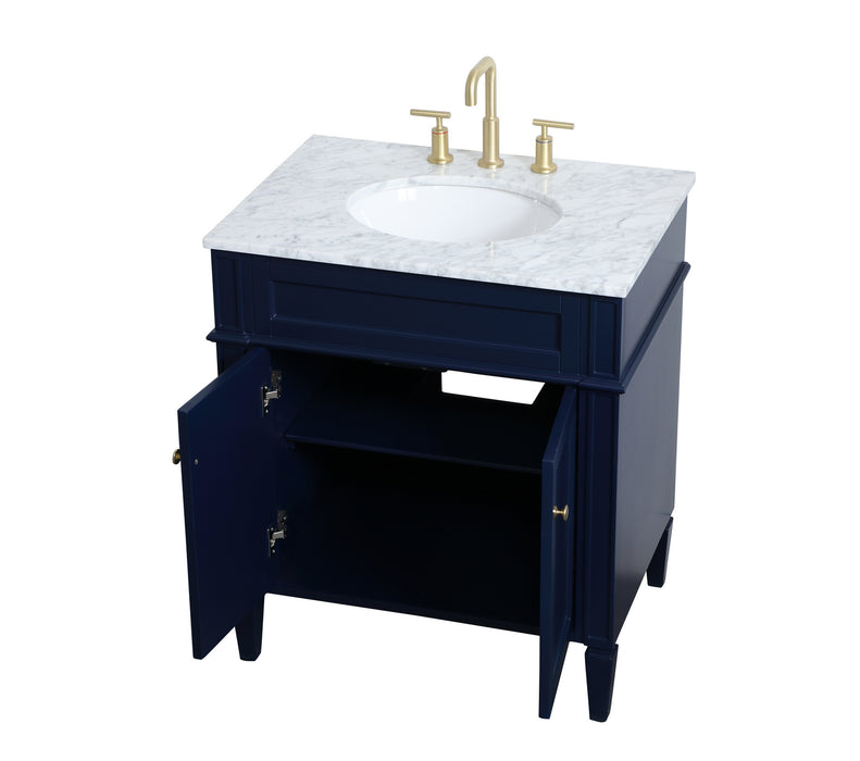 Elegant Lighting VF12530BL Single Bathroom Vanity, blue