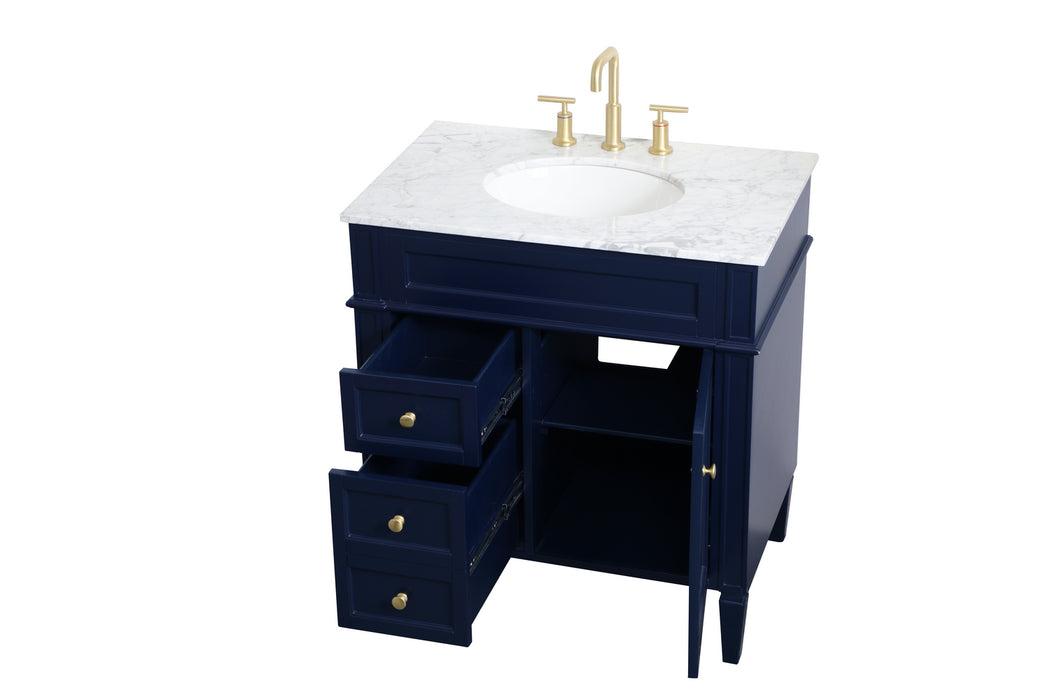 Elegant Lighting VF12532BL Single Bathroom Vanity, blue
