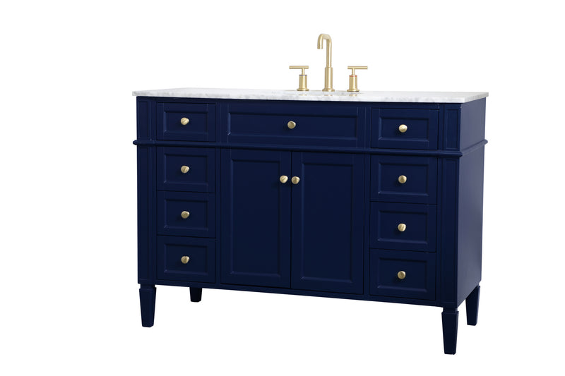 Elegant Lighting VF12548BL Single Bathroom Vanity, blue