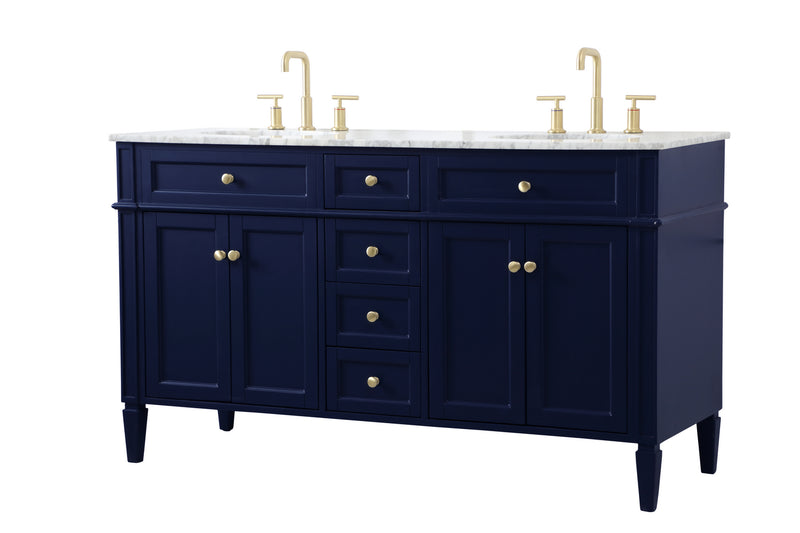 Elegant Lighting VF12560DBL Double Bathroom Vanity, blue