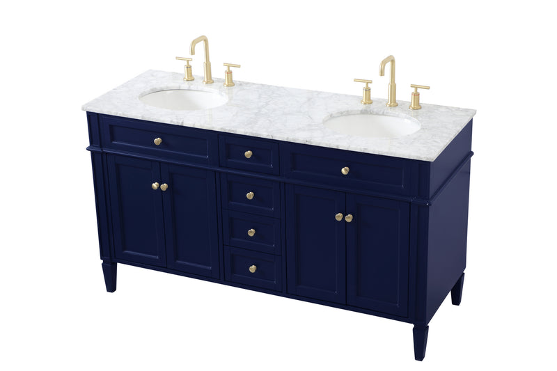 Elegant Lighting VF12560DBL Double Bathroom Vanity, blue