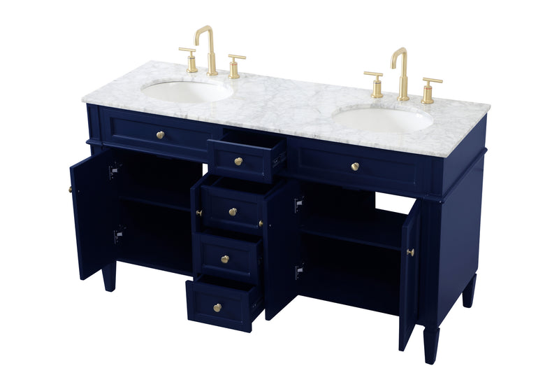 Elegant Lighting VF12560DBL Double Bathroom Vanity, blue