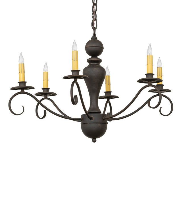 Meyda Tiffany 119639 Six Light Chandelier, Chestnut