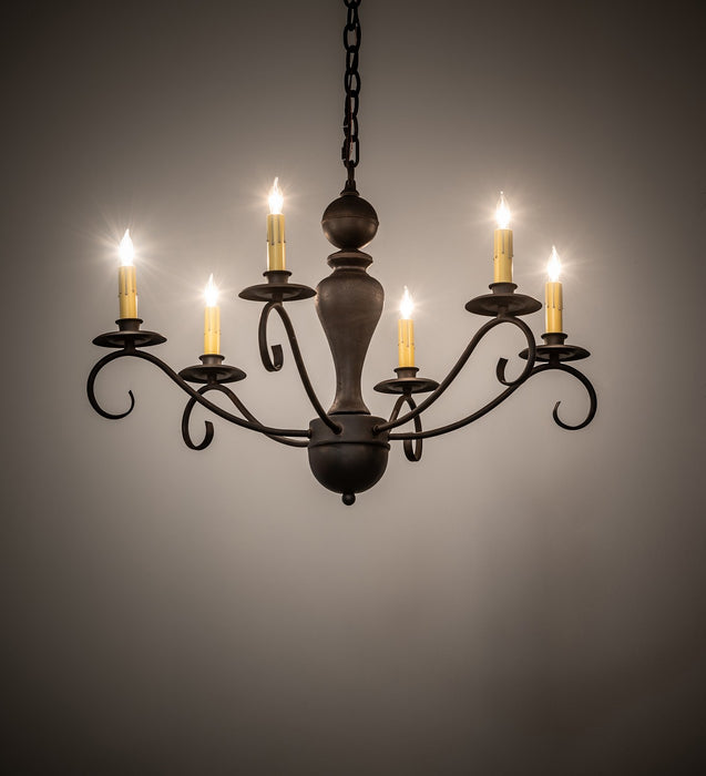 Meyda Tiffany 119639 Six Light Chandelier, Chestnut