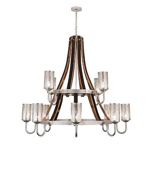 Meyda Tiffany 187994 12 Light Chandelier, Brushed Nickel/Charred Wood