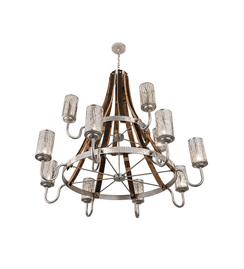 Meyda Tiffany 187994 12 Light Chandelier, Brushed Nickel/Charred Wood
