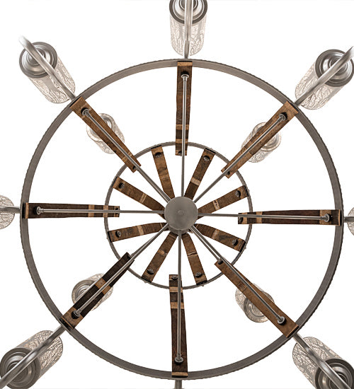 Meyda Tiffany 187994 12 Light Chandelier, Brushed Nickel/Charred Wood