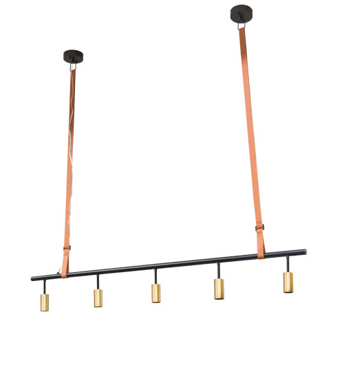 Meyda Tiffany 217279 Five Light Pendant, Matte Black And Satin Brass