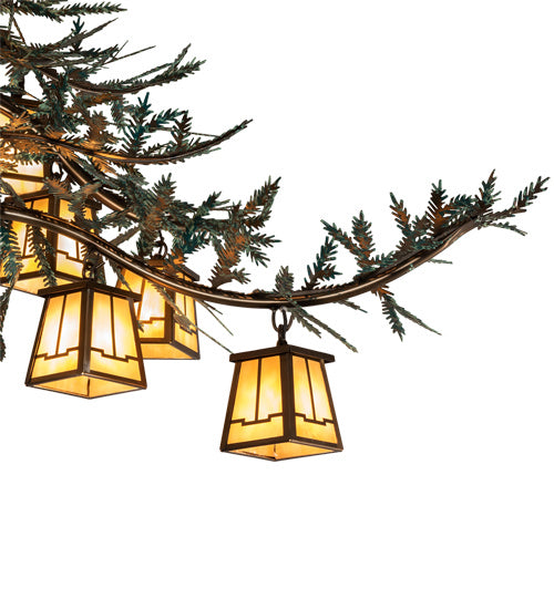 Meyda Tiffany 218222 15 Light Chandelier, Antique Copper And Green Pine Needles