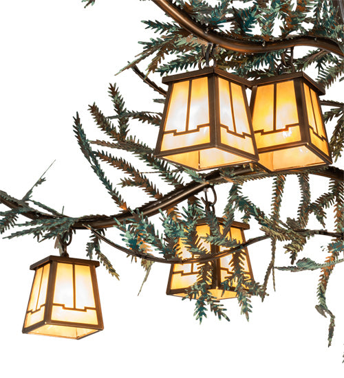 Meyda Tiffany 218222 15 Light Chandelier, Antique Copper And Green Pine Needles