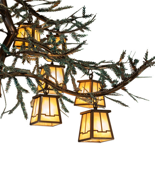 Meyda Tiffany 218222 15 Light Chandelier, Antique Copper And Green Pine Needles