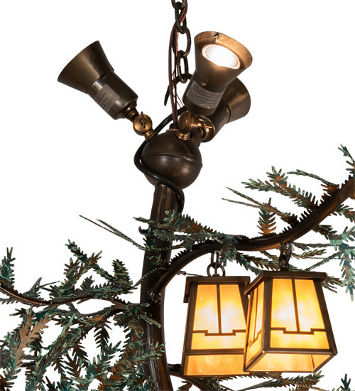 Meyda Tiffany 218222 15 Light Chandelier, Antique Copper And Green Pine Needles