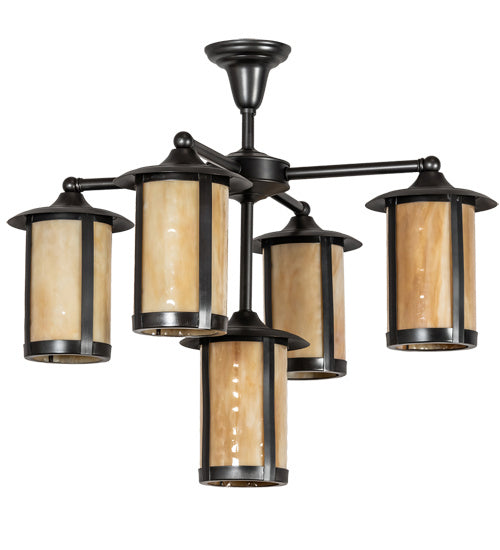 Meyda Tiffany 218223 Five Light Chandelier, Craftsman Brown