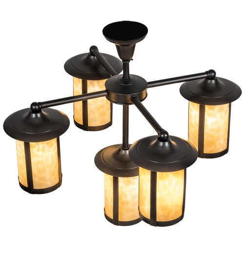 Meyda Tiffany 218223 Five Light Chandelier, Craftsman Brown