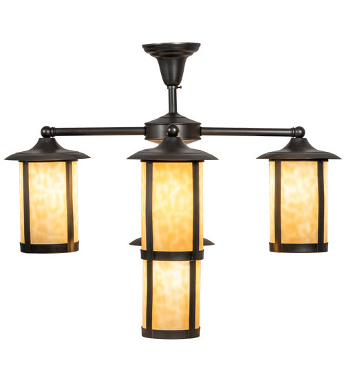 Meyda Tiffany 218223 Five Light Chandelier, Craftsman Brown