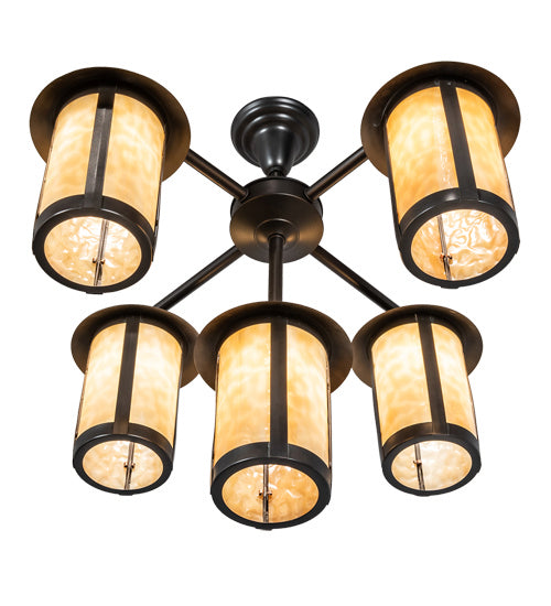 Meyda Tiffany 218223 Five Light Chandelier, Craftsman Brown