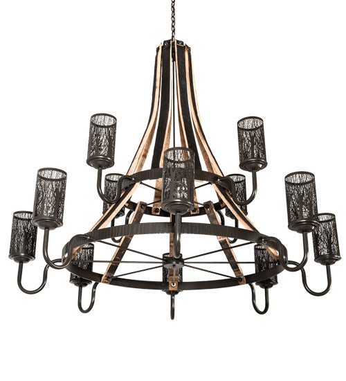 Meyda Tiffany 219854 12 Light Chandelier, Timeless Bronze And Charred Wood