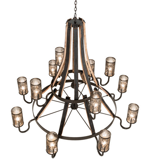 Meyda Tiffany 219854 12 Light Chandelier, Timeless Bronze And Charred Wood