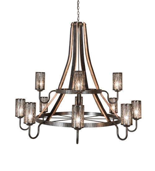 Meyda Tiffany 219854 12 Light Chandelier, Timeless Bronze And Charred Wood