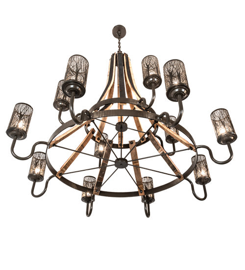 Meyda Tiffany 219854 12 Light Chandelier, Timeless Bronze And Charred Wood