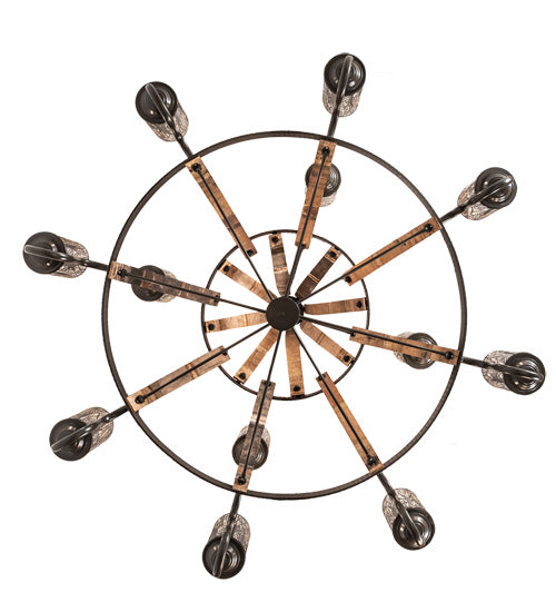Meyda Tiffany 219854 12 Light Chandelier, Timeless Bronze And Charred Wood