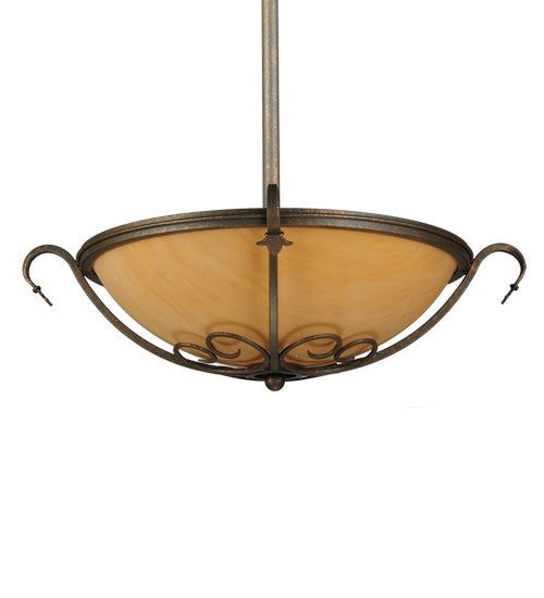 Meyda Tiffany 221627 Three Light Semi-Flushmount, Gilded Tobacco