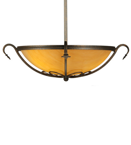 Meyda Tiffany 221627 Three Light Semi-Flushmount, Gilded Tobacco