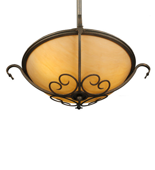 Meyda Tiffany 221627 Three Light Semi-Flushmount, Gilded Tobacco