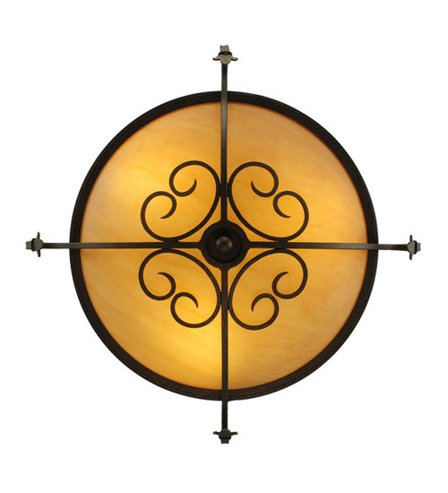 Meyda Tiffany 221627 Three Light Semi-Flushmount, Gilded Tobacco