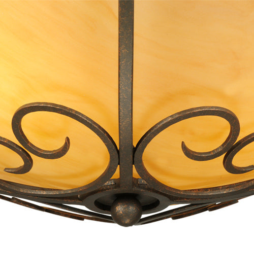 Meyda Tiffany 221627 Three Light Semi-Flushmount, Gilded Tobacco