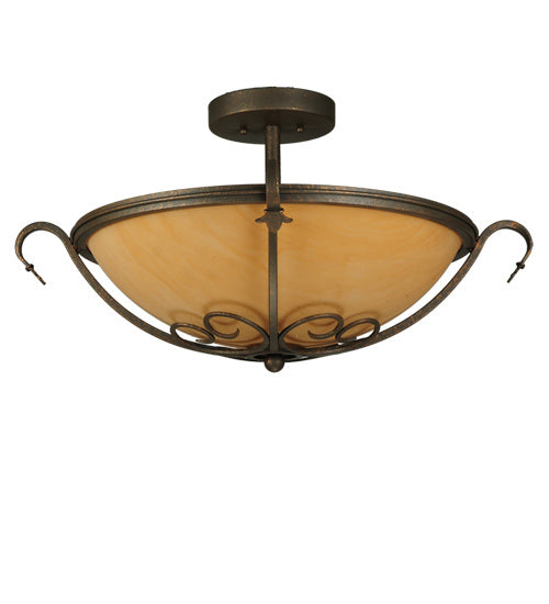 Meyda Tiffany 221630 Three Light Semi-Flushmount, Gilded Tobacco