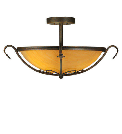Meyda Tiffany 221630 Three Light Semi-Flushmount, Gilded Tobacco