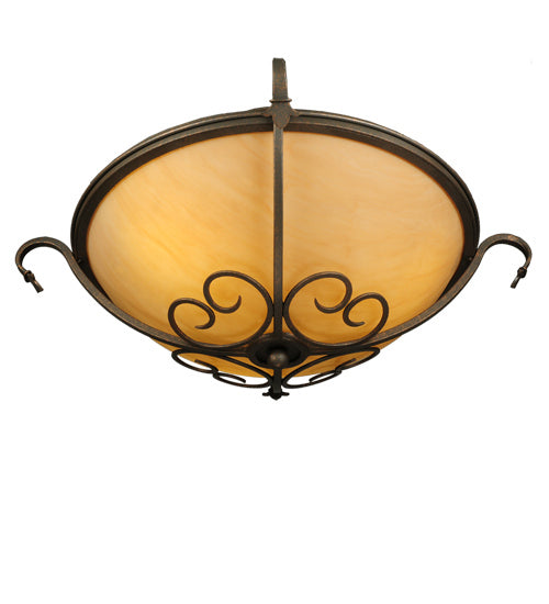 Meyda Tiffany 221630 Three Light Semi-Flushmount, Gilded Tobacco