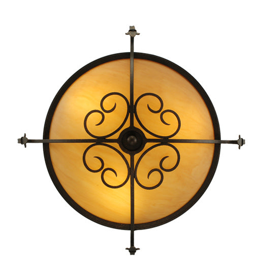 Meyda Tiffany 221630 Three Light Semi-Flushmount, Gilded Tobacco