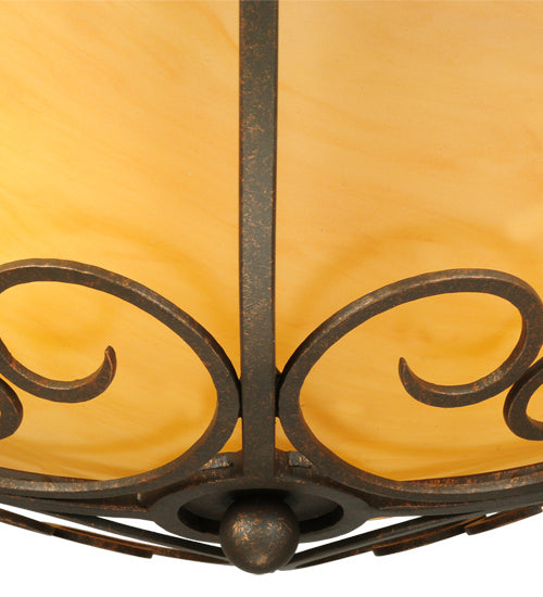 Meyda Tiffany 221630 Three Light Semi-Flushmount, Gilded Tobacco