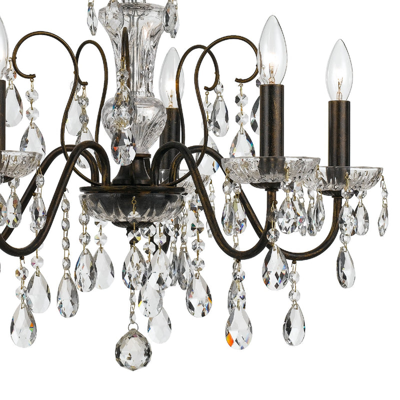 Crystorama 3025-EB-CL-MWP Five Light Chandelier, English Bronze