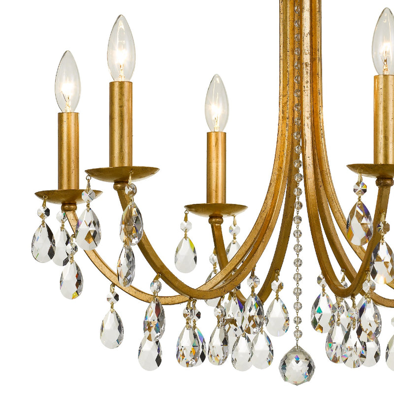 Crystorama 8826-GA-CL-MWP Six Light Chandelier, Antique Gold