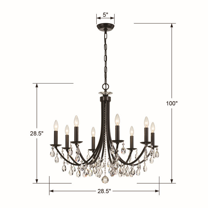 Crystorama 8828-VZ-CL-MWP Eight Light Chandelier, Vibrant Bronze