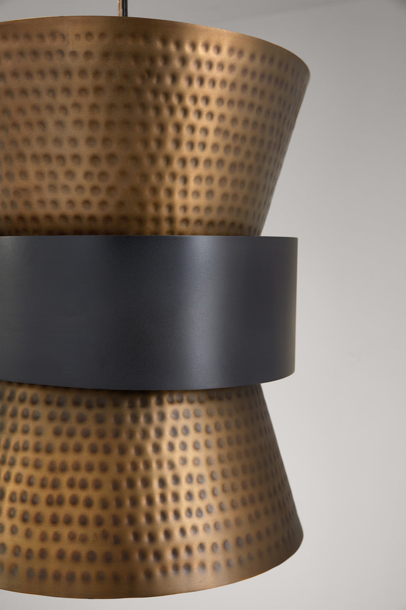 Capital Lighting 330416PZ One Light Pendant, Patinaed Brass and Dark Zinc