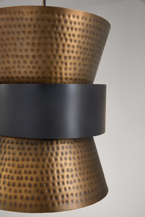 Capital Lighting 330416PZ One Light Pendant, Patinaed Brass and Dark Zinc