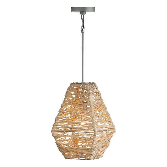 Capital Lighting 335213NY One Light Pendant, Natural Jute and Grey