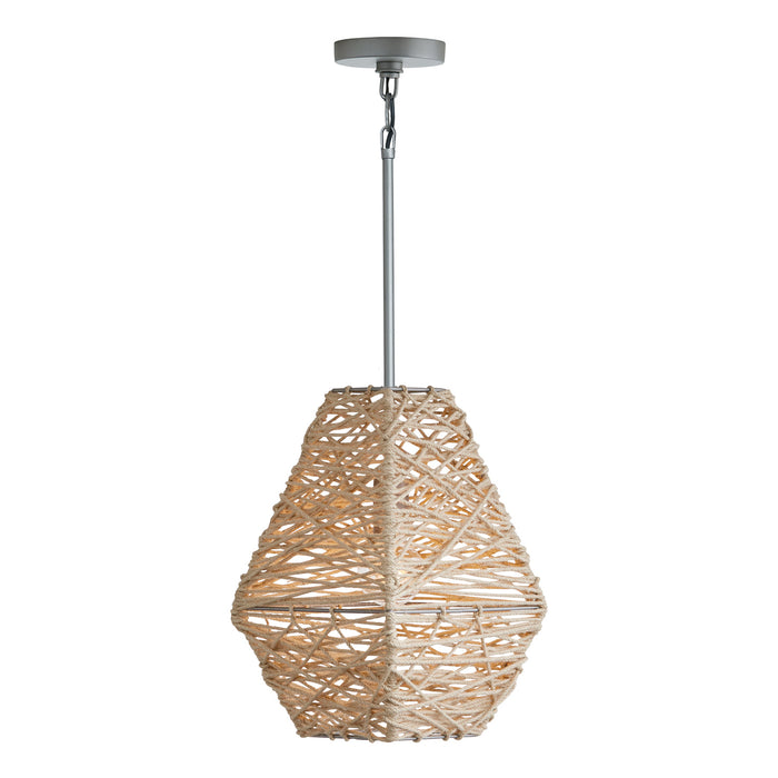 Capital Lighting 335213NY One Light Pendant, Natural Jute and Grey