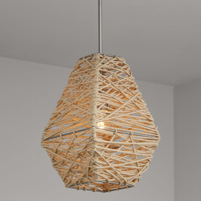 Capital Lighting 335213NY One Light Pendant, Natural Jute and Grey