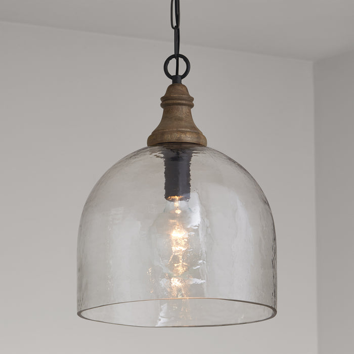 Capital Lighting 336011YP-485 One Light Pendant, Grey Wash and Dark Pewter