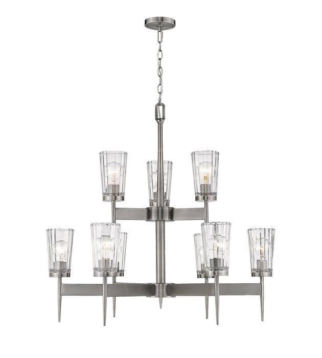 Z-Lite 1932-9AN Nine Light Chandelier, Antique Nickel