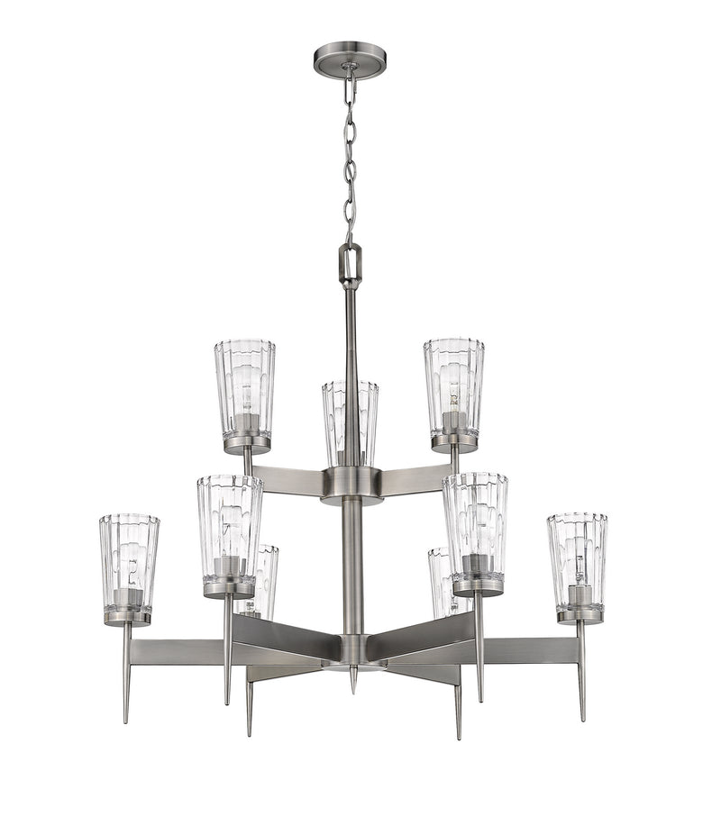 Z-Lite 1932-9AN Nine Light Chandelier, Antique Nickel