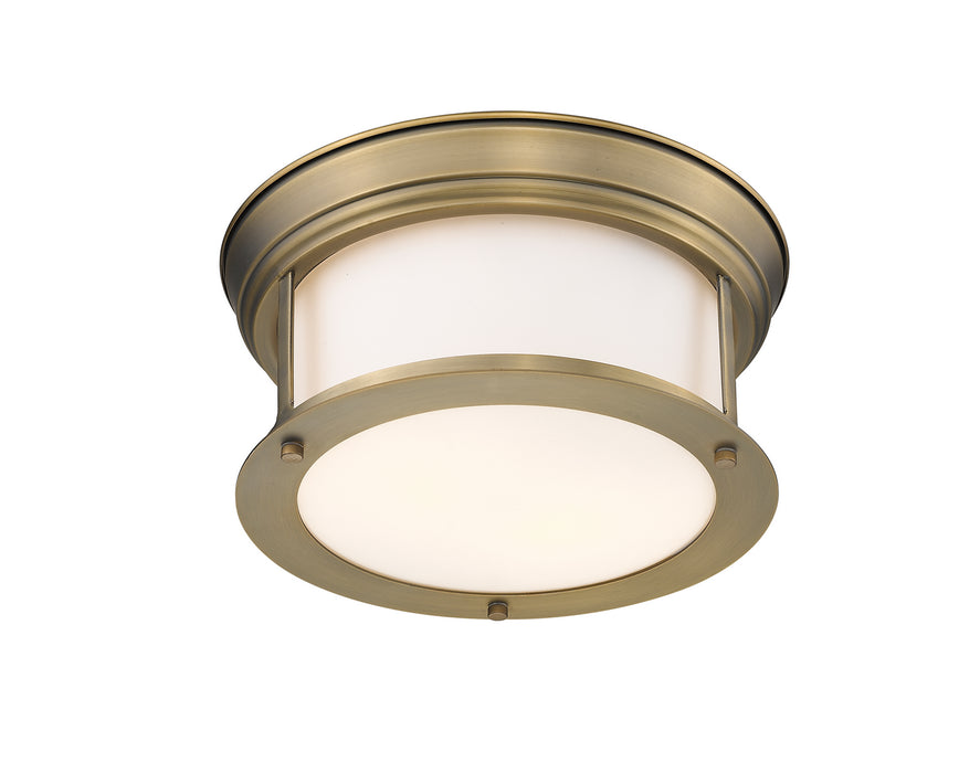 Z-Lite 2011F10-HBR Two Light Flush Mount, Heritage Brass