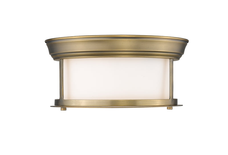 Z-Lite 2011F10-HBR Two Light Flush Mount, Heritage Brass