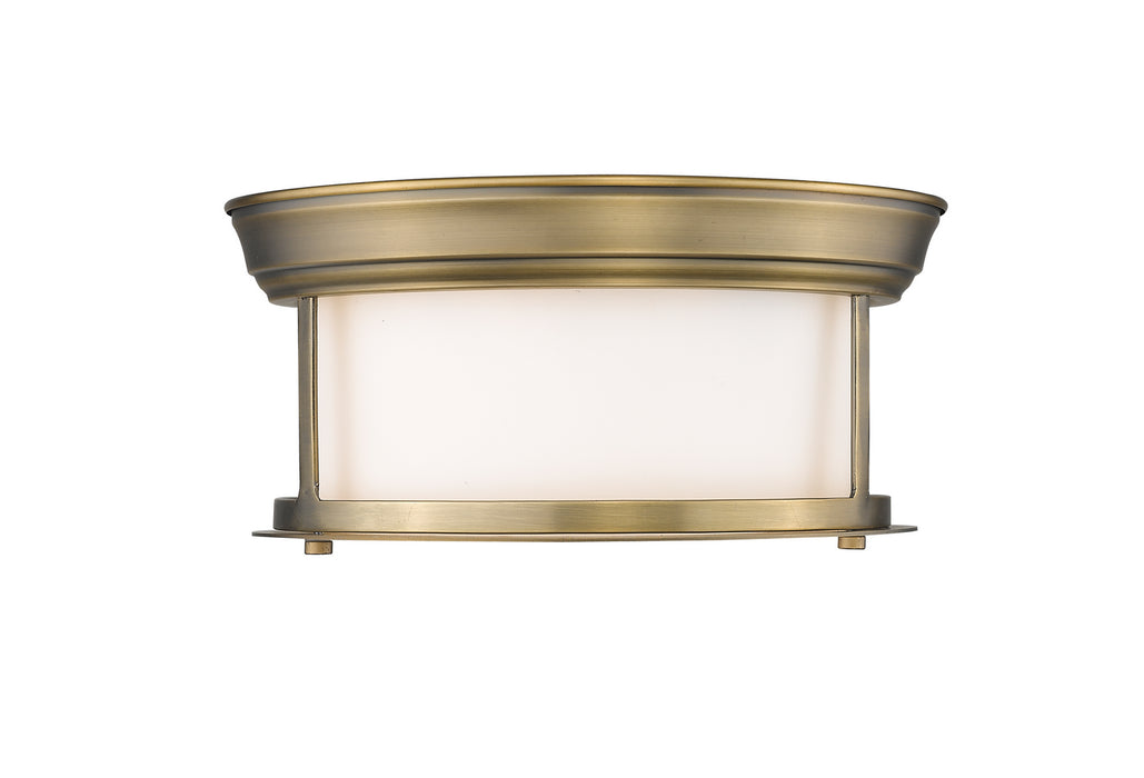 Z-Lite 2011F10-HBR Two Light Flush Mount, Heritage Brass